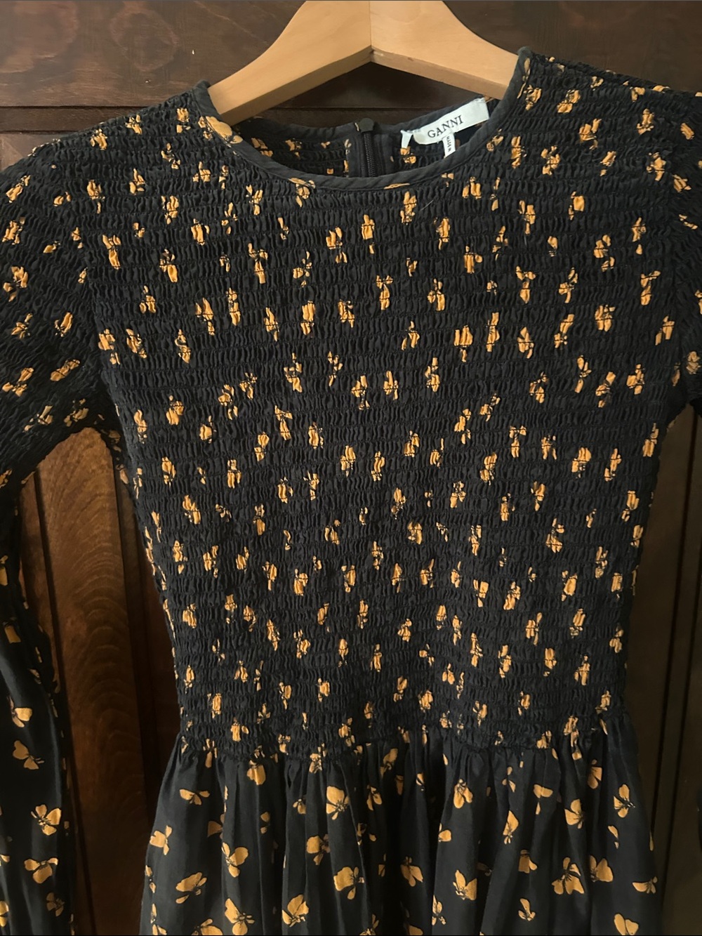 GANNI Women's Black Maxi Dress with 🍊 Floral Print - Picture 9 of 12